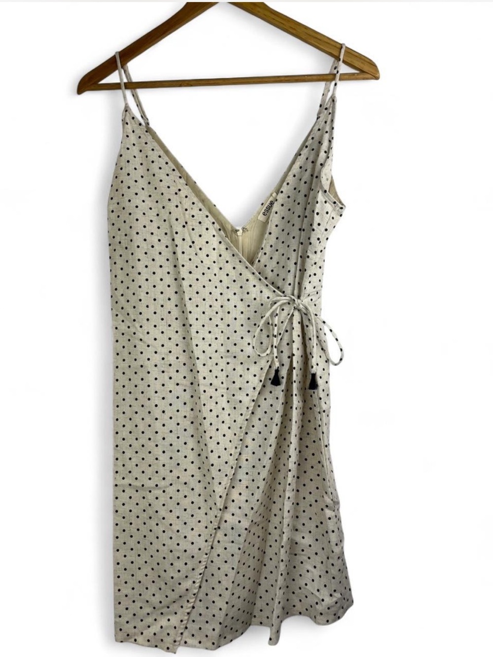 Essue Linen‎ Polka Dot Wrap Dress Coquette Cottagecore Summer Dress Size S